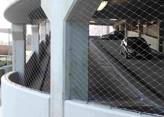 ফেরুল 3.0 মিমি দড়ি 80*80 মিমি ছিদ্র সহ স্থাপত্যের জন্য উচ্চ শক্তির নমনীয়তা স্টেইনলেস স্টীল তারের নেটিং