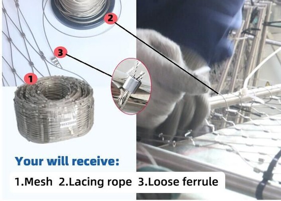 1.2mm-6.0mm তারের দড়ি জালের আকার 1m X 30m বা কাস্টমাইজড