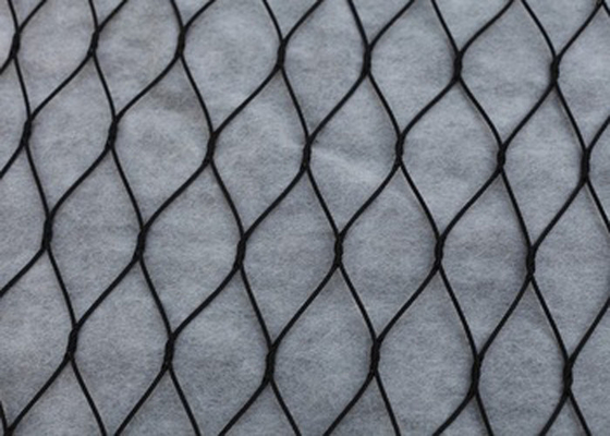 চিড়িয়াখানা ঘের 316 স্টেইনলেস স্টীল Ferrule দড়ি Mesh Woven কালো নমনীয় 1.5mm
