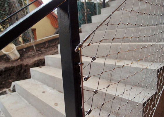 স্টেইনলেস স্টীল তারের দড়ি জাল এসএস 304/316 Balustrade ইনফিল তারের জাল মধ্যে পতন প্রতিরোধের জন্য 80x80mm জাল খোলার সঙ্গে